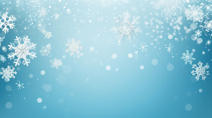 Playful Snowman and Snowflakes Merry Christmas Background, with copy space