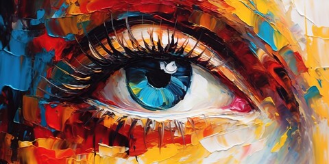 oil painting abstract image of eyes abstract blockade - obrazy, fototapety, plakaty