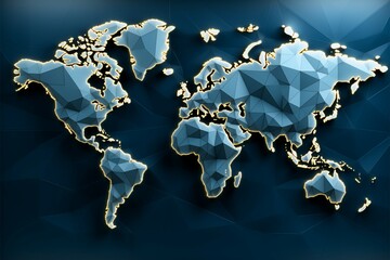 Worldly design. Geometric 3D map backdrop ideal for global themed presentations