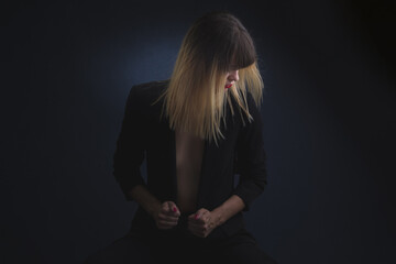 woman sitting on a chair. Boudoir photography. Concept photography