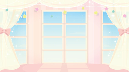 ゆめかわいい部屋の背景素材