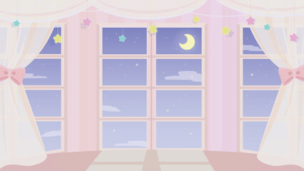 ゆめかわいい部屋の背景素材