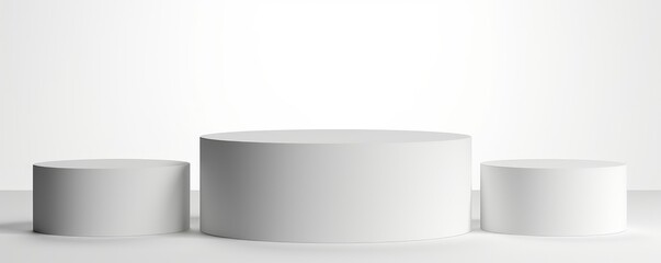 Blank winner podium platform stage isolated on png background with first place victory pedestal ceremony or modern white product presentation display and minimal cylinder stand backdrop, Generative AI