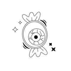 Halloween cartoon elements. Candy. Line art.