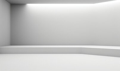 White room corner background wall inside design space of empty interior clean studio floor or grey podium show platform stand product display and minimal stage art scene on showroom 3d, Generative AI