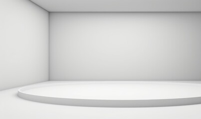 White room corner background wall inside design space of empty interior clean studio floor or grey podium show platform stand product display and minimal stage art scene on showroom 3d, Generative AI