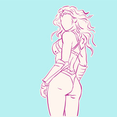 girl in bikini vector for card decoration illustration