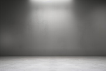 Empty gray background and spotlight with studio for showing or design. Blank backdrop made from cement material. Realistic 3D render, Generative AI - obrazy, fototapety, plakaty