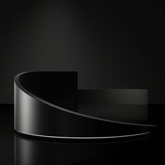 Abstract curve black podium 3d background of luxury presentation product stage studio premium display or empty elegant pedestal show stand and blank showcase platform object banner, Generative AI