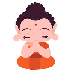 Buddha chanting flat illustration