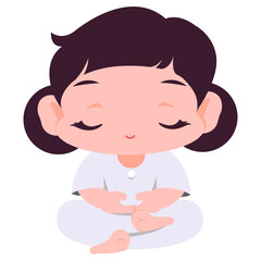 Girl meditating flat illustration