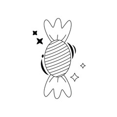 Halloween cartoon elements. Candy. Line art.