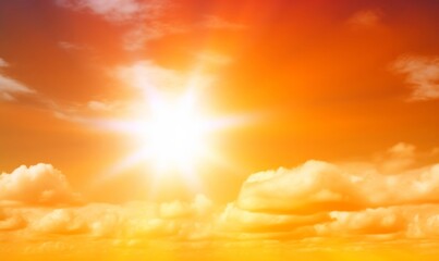 Heat wave of extreme sun and sky background. Hot weather with global warming concept. Temperature of Summer season, Generative AI - obrazy, fototapety, plakaty