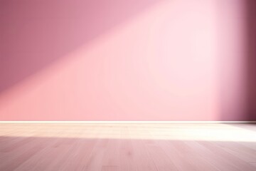 Empty light pink wall with beautiful chiaroscuro. Elegant minimalist background for product presentation, Generative AI