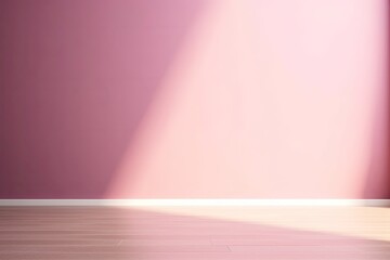 Empty light pink wall with beautiful chiaroscuro. Elegant minimalist background for product presentation, Generative AI