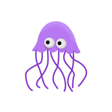 Jellyfish cartoon illustration in purple