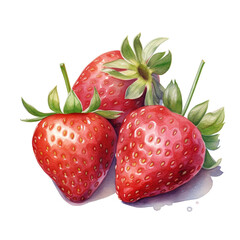 watercolor of strawberries on white background (AI)
