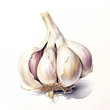 watercolor of garlic on white background (AI)

