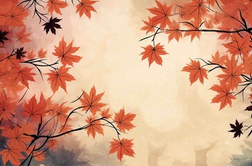 美しい紅葉の背景イラスト