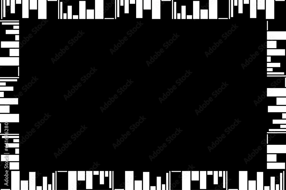 Fototapete vertical stripe of frame border pattern. design random lines white on black background. design print