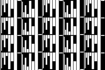 Vertical stripe of pattern. Design random lines white on black background. Design print for illustration, textile, texture, wallpaper, background, backdrop. Set 5