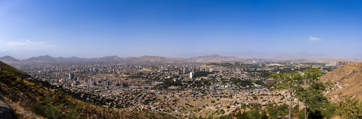 Panoramic view of Kabul downtown and skyline in early August 2023