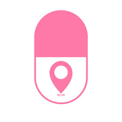 pink medical pills location icon banner