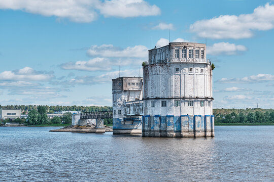 Old Kazan krib is riverbed water withdrawal Volga, Russia.