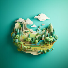 World Ozone Day creative concept art 3d paper cut style generative ai