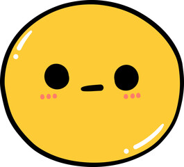 Cute shocked emoji, kawaii emoticon doodle outline 