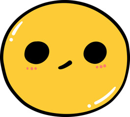 Fototapeta premium Cute meh emoji, kawaii emoticon doodle outline 