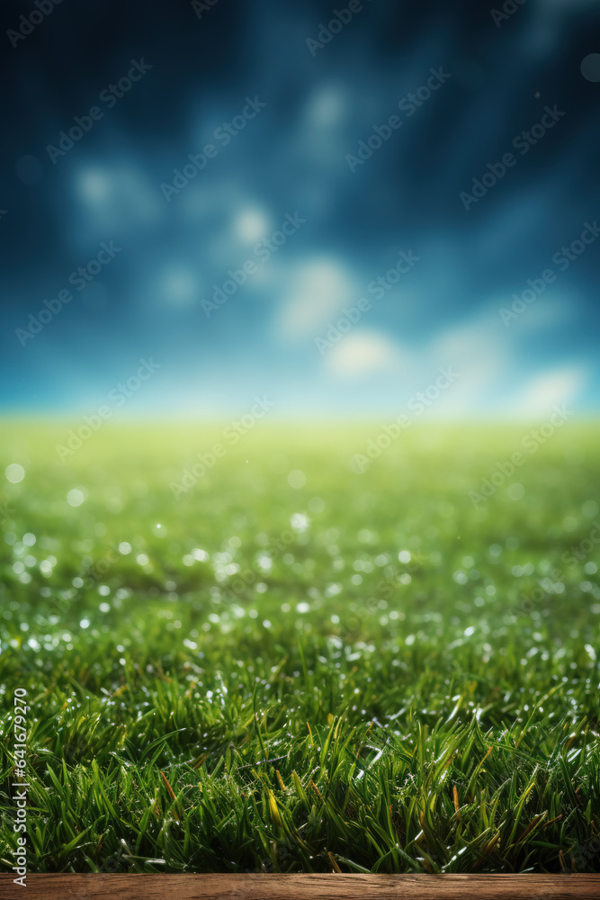 Aufkleber a close-up of a football field with fans in the stands background with empty space for text