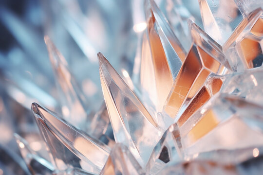 Macro image of a melting ice crystal, capturing the transformative metamorphosis and creation as matter transitions between states, love and creation