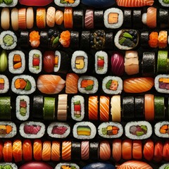 Sushi Seamless Digital Paper, Seamless Japanese Sushi Pattern, Repeating Sushi Textures, Printable Japanese food Pattern