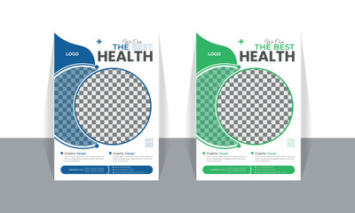 Corporate healthcare and medical flyer design template for print, Layout template, Vector design. A4 size for poster, flyer or cover.