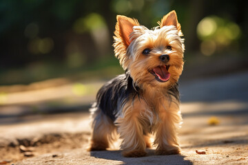 Close-up of a Yorkie's wagging tail, capturing their excitement and the love and responsibility of nurturing their joy and well-being, love and responsibility