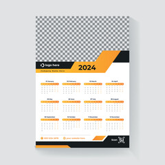 one page wall calendar design 2024 for new year