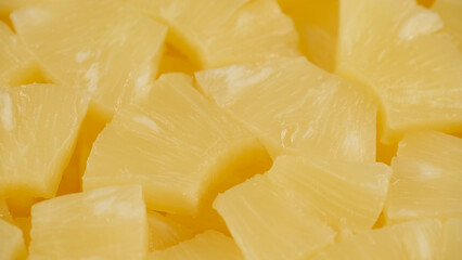 Chopped canned pineapple close up