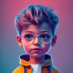 3D avatar, Portrait of a cute little boy in a jacket