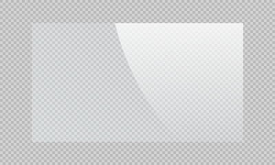 Transparent shiny glass plate. Screen reflection vector illustration on a transparent background
