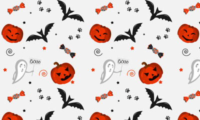 Halloween seamless pattern, pumpkin, hand drawn, halloween party, vector background