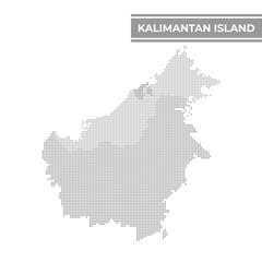Dotted map of Kalimantan Island Indonesia, Malaysia, Brunei