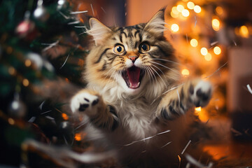 Cat's High-Flying Christmas Adventure