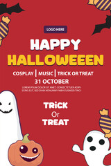 Halloween party poster template vector illustration