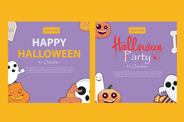 vector collection Halloween social media post template for celebration 31 October