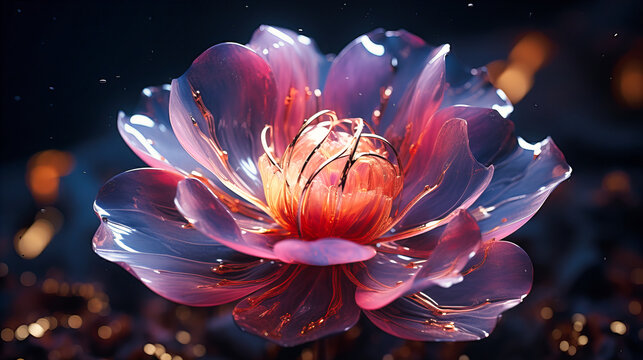 A dynamic burst of techno petals, mimicking a flower in full digital bloom