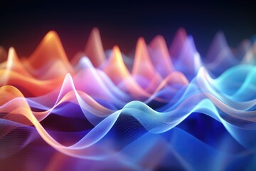 Sound Waves Visualized on a Dark Background - AI Generated - obrazy, fototapety, plakaty