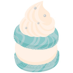 シンプルな主線なしのイラスト / ボリューミーなブルーのマカロン