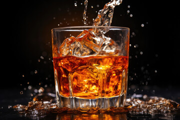 Dynamic Whiskey Splash: Frozen Elegance in a Glass