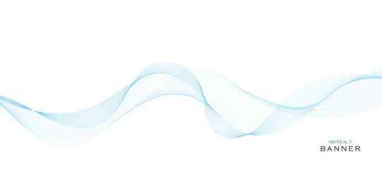 Liquid abstract banner design. Fluid vector-shaped background. Modern banner template for social media and websites. Vector banner design with blue wavy lines